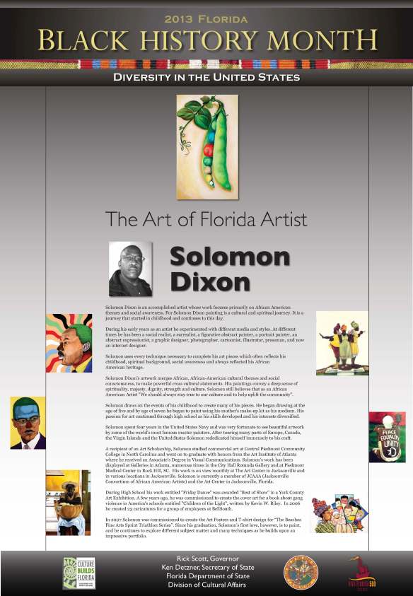 Solomon Dixon was chosen as the featured Florida artist for Black History Month 2013.